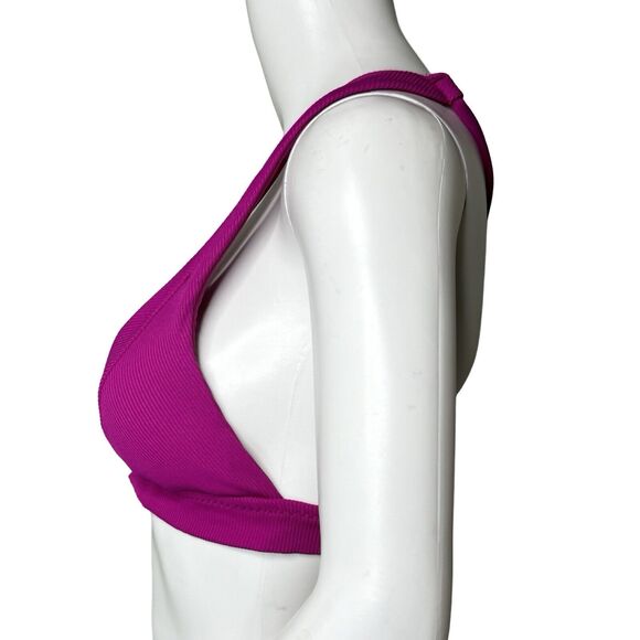 Becca Bikini Top Womens M Purple Ribbed‎ Bralette Swimwear Magenta Resort Wear - Picture 3 of 7